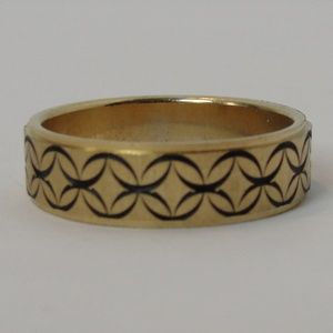 Men's Brass Ring-Black Etched Circles Sz 9 Unisex